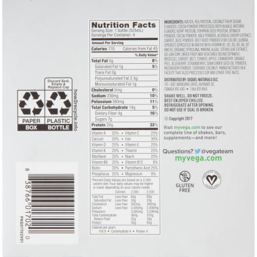 Vega Chocolate Protein Nutrition Shakes Perspective: bottom