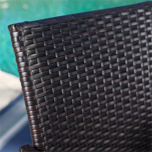 Noble House Lala Outdoor 3-Pc Square 26  Multi Brown Wicker Bar Set Perspective: bottom