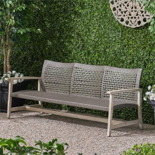 Hampton outdoor wood online and wicker sofa