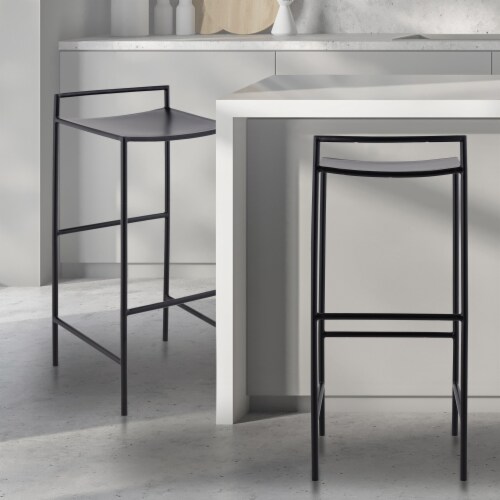 Svelte Coastal Contemporary Iron Saddle Seat Low Back Bar Stool with Foot Rest 14x14x33 Fry s Food Stores