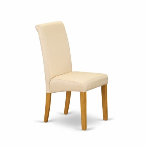 East West Furniture Barry 42  Wood Dining Chairs in Oak/Beige (Set of 2) Perspective: bottom