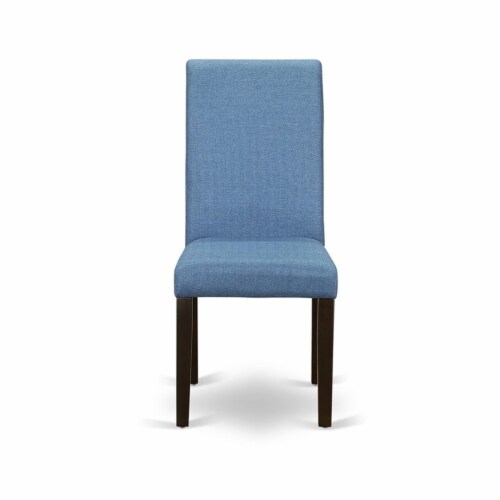 East West Furniture Barry 42  Wood Dining Chairs in Cappuccino/Blue (Set of 2) Perspective: bottom