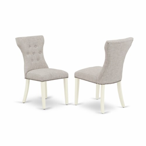 East West Furniture Monza 5-piece Wood Table and Dining Chairs in Linen White Perspective: bottom