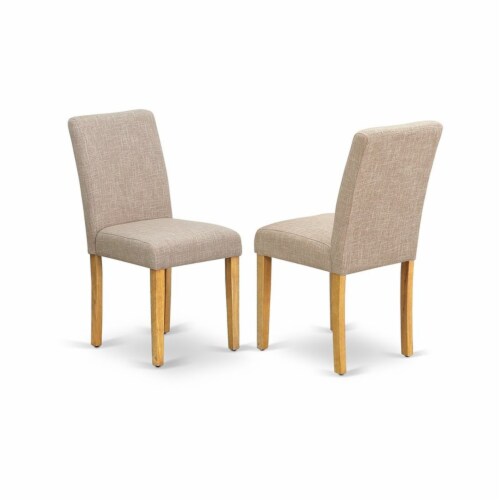 Amab3 Oak 04 3 Pc Set 1 Table 2 Light Tan Linen Fabric Padded Chair Oak 1 QFC