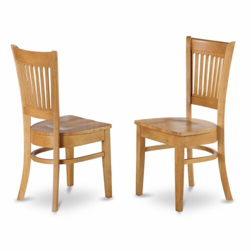 East West Furniture Dublin 3-piece Table and Dining Slatted Back Chairs in Oak Perspective: bottom