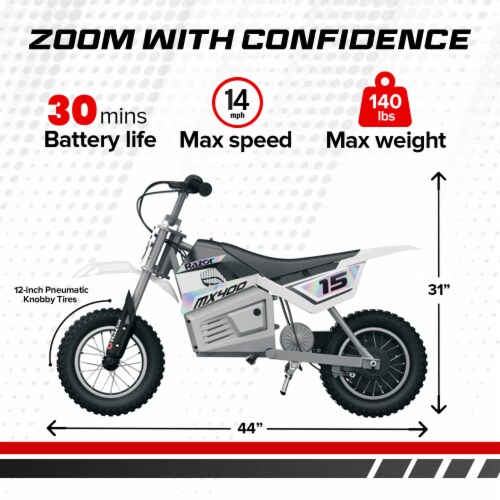 Razor MX400 Dirt Rocket Electric Motocross Motorcycle Bikes, 1 White & 1  Green, 1 Piece - Fry's Food Stores