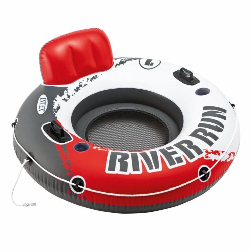 Intex River Run Inflatable Floating Water Tube Lake Pool Ocean Raft, Red & Blue Perspective: bottom