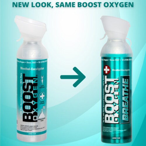 6 Pack 10L Boost Oxygen Natural Portable Pure Canned Oxygen, Menthol Eucalyptus Perspective: bottom