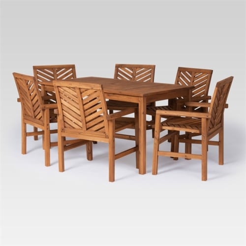 Vincent 7-Piece Chevron Outdoor Patio Dining Set - Brown Perspective: bottom