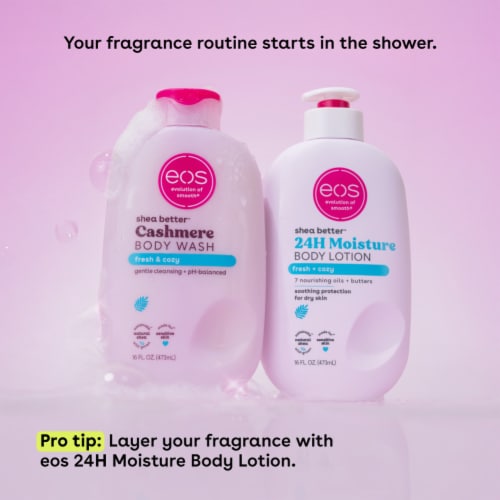 EOS Fresh & Cozy Shea Better Cashmere Body Wash Perspective: bottom