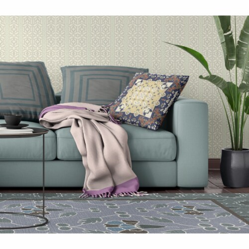 Rose Box Broadcloth Indoor Outdoor Blown And Closed Pillow In Blue Yellow Perspective: bottom