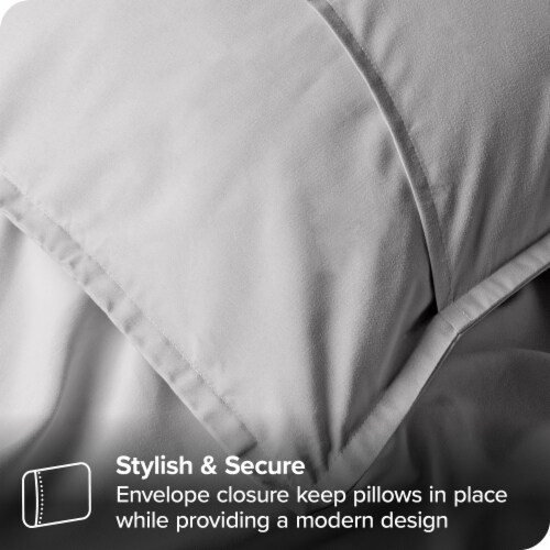 Bare Home Microfiber Pillow Sham Set - Light Grey, King Perspective: bottom
