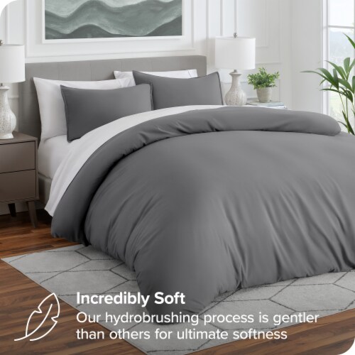 Bare Home Double Brushed Duvet Set Grey Oversized King Oversized King Ralphs