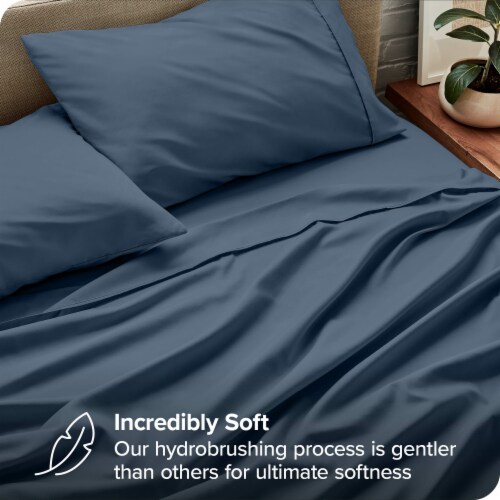 Bare Home Ultra-Soft Double Brushed Sheet Set - Bering Sea, Full Perspective: bottom
