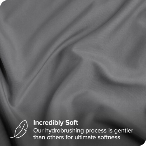 Bare Home Microfiber Dual-Pocket Fitted Sheet - Grey, Twin XL Perspective: bottom
