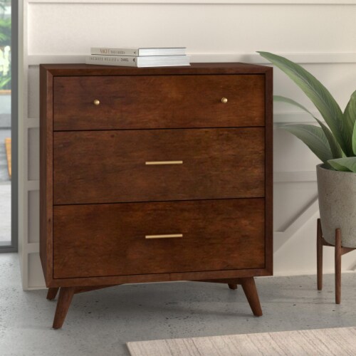 Alpine Furniture Flynn Mid Century Wood 3 Drawer Accent Chest in
