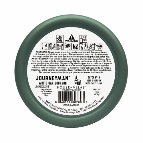 House of Velas® Journeyman™ White Oak Bourbon Candle Perspective: bottom