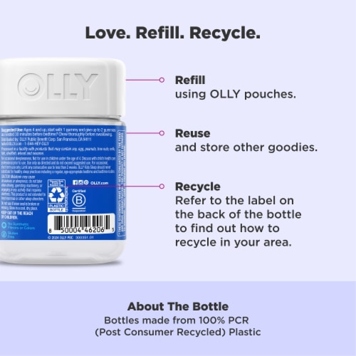 OLLY Kids Sleep Raspberry Flavor Gummy Supplement Melatonin .5mg Perspective: bottom