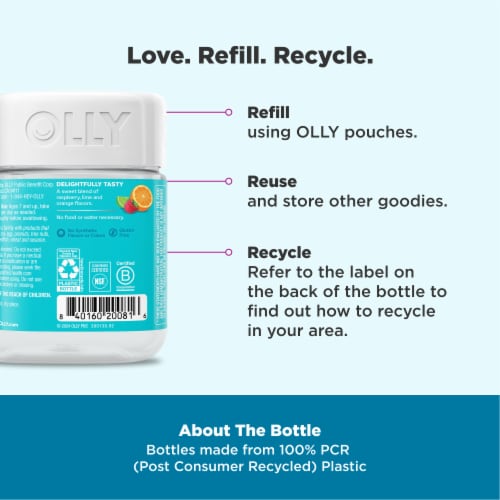 OLLY Kids Chillax Sherbet Flavor Gummy Supplement Magnesium and L-Theanine Perspective: bottom