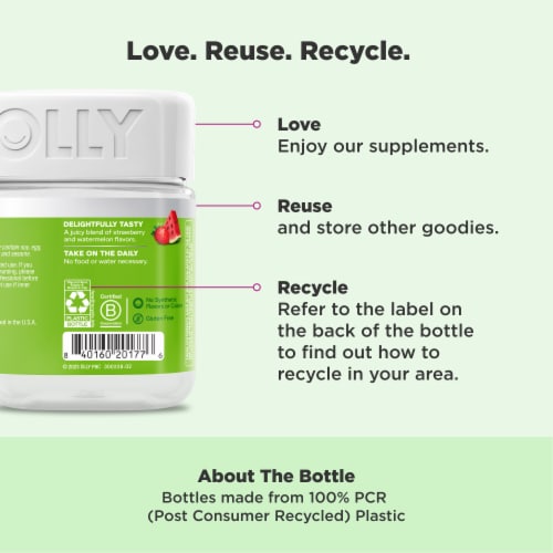 OLLY Fiber Rings Berry Melon Flavor Gummy Supplement Fructooligosaccharides 5mg Perspective: bottom