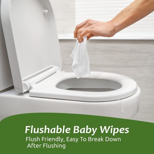 WBM Baby Care Wipes, Natural, Flushable, Unscented & Wet Wipes | Flip-Top Packet | 12 of Pack Perspective: bottom