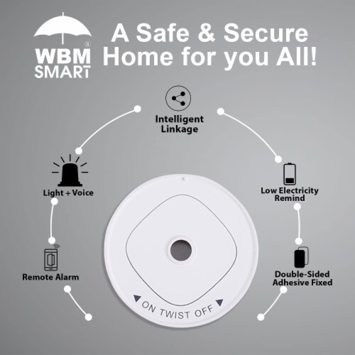 Wi-Fi Smoke Detector, Wireless Smart Fire Smoke Alarm Perspective: bottom