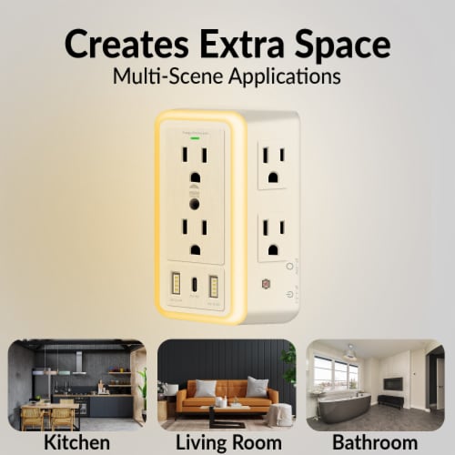 Wireless Wall Tap Smart Plug (4 Outlets,4 USB Ports) - WTP110