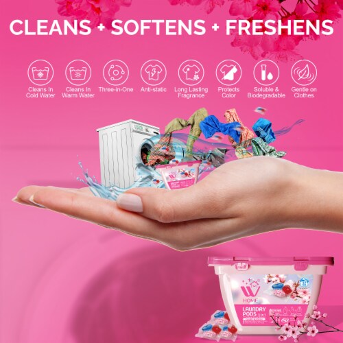 3-in-1 Laundry Pods, High Efficiency (HE), Cheery Blossom Scent, 64 Count Perspective: bottom