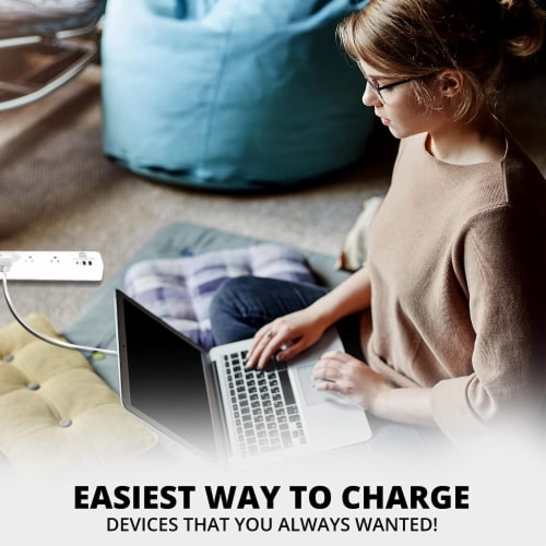 Extension Cord Socket 5.9 ft, Surge Protector Power Strip with 2 USB – 2 PCS Perspective: bottom