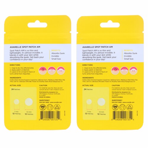 Avarelle Acne Spot Pimple Patch AM 24 Round Patches 2 Pack Perspective: bottom