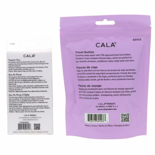 CALA Tweezer Duo Mint & Silicone Travel Bottles Mint Combo Pack Perspective: bottom