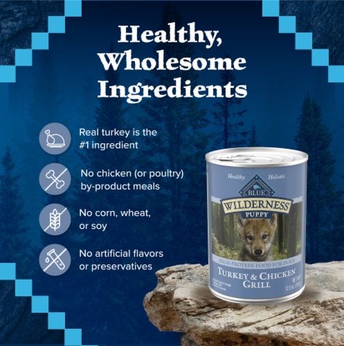 Blue Buffalo Wilderness High-Protein Grain-Free Puppy Wet Dog Food Turkey & Chicken Perspective: bottom