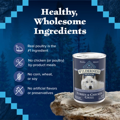 Blue Wilderness Turkey & Chicken Grill Wet Senior Dog Food Perspective: bottom