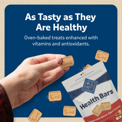 Blue Buffalo Health Bars Crunchy Biscuits Dog Treats Natural Bacon Egg & Cheese Perspective: bottom