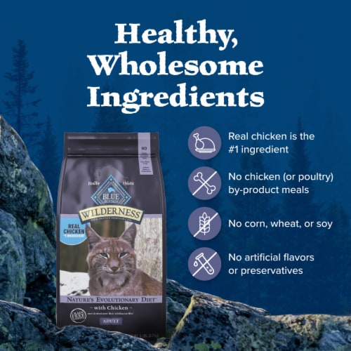 Blue Buffalo Wilderness Nature's Evolutionary Diet High-Protein Dry Food Adult Cats Chicken Perspective: bottom