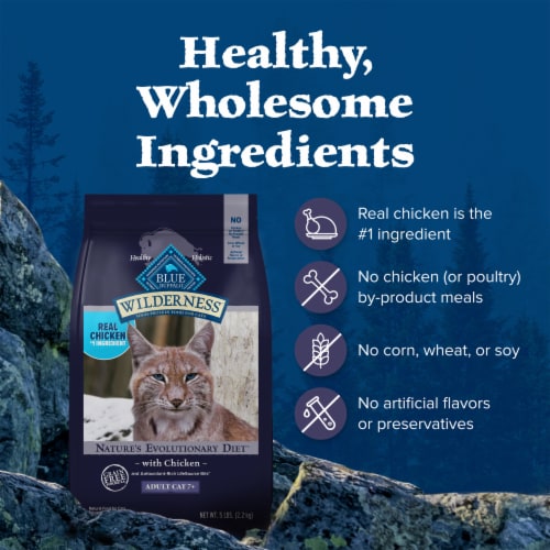 Blue Buffalo Wilderness Mature High-Protein Grain-Free 7+ Dry Cat Food Chicken Perspective: bottom