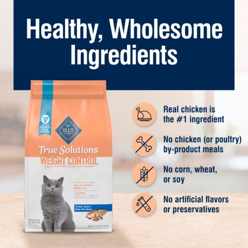 Blue Buffalo True Solutions Healthy Weight Natural Chicken Weight Control Adult Dry Cat Food Perspective: bottom