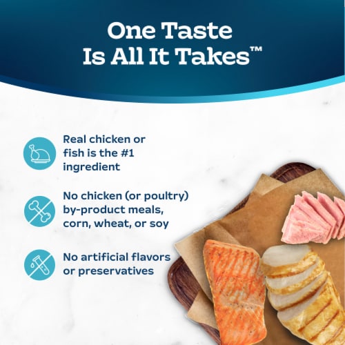 Blue Buffalo Tastefuls Natural Adult Pate Wet Cat Food Variety Pack Salmon Ocean Fish & Tuna Chicken Perspective: bottom