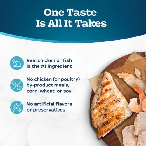 Blue Buffalo Tastefuls Natural Adult Flaked Wet Cat Food Variety Pack Tuna Fish & Shrimp Chicken Perspective: bottom