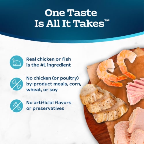 Blue Buffalo Tastefuls Natural Adult Flaked Wet Cat Food Variety Pack Tuna Fish & Shrimp Chicken Perspective: bottom