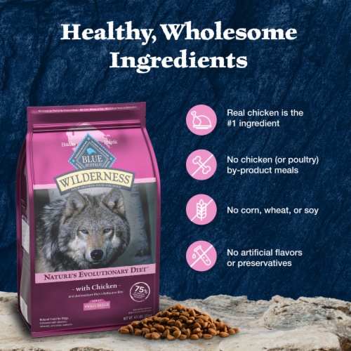 Blue Buffalo Wilderness Natural High-Protein Dry Food for Small Breed Adult Dogs Chicken Recipe Perspective: bottom