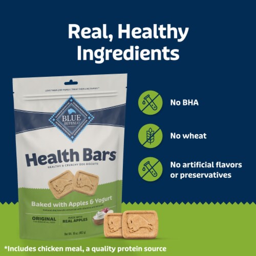 Blue Buffalo Health Bars Mini Crunchy Dog Biscuits, Apples & Yogurt, 16 oz Bag Perspective: bottom