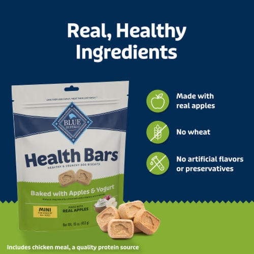 Blue Buffalo Health Bars Mini Crunchy Dog Biscuits, Apples & Yogurt, 16 oz Bag Perspective: bottom