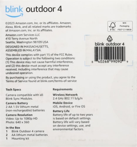 blink Outdoor 4 Battery-Powered Smart Security Add-On Camera Perspective: bottom