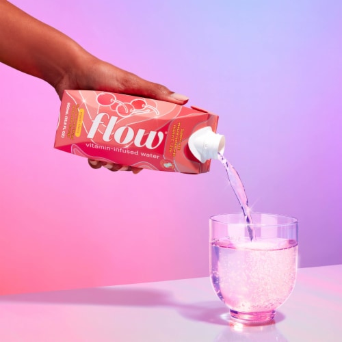 Flow® Vitamin-Infused Cherry Spring Bottled Water Perspective: bottom