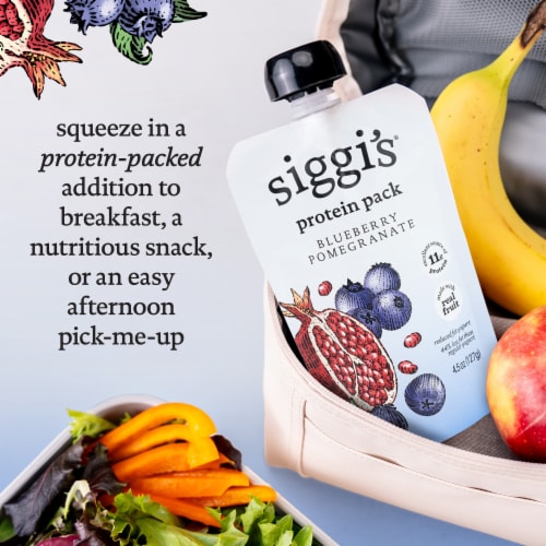siggi's Reduced Fat Protein Pack, Blueberry Pomegranate, Yogurt Pouch Perspective: bottom