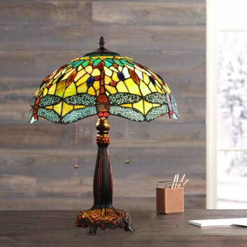 CHLOE Lighting EMPRESS Dragonfly Tiffany style Dark Bronze 2 Light