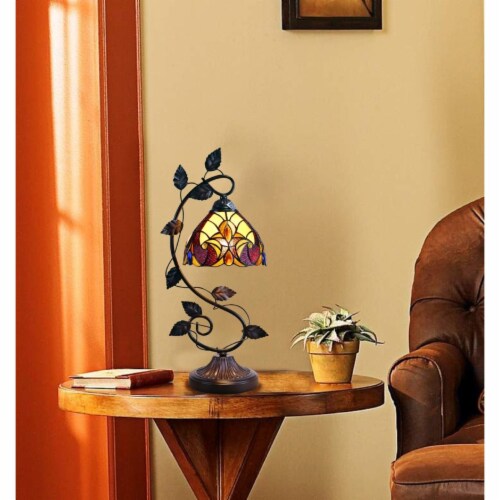 CHLOE Lighting ADIA Victorian Tiffany-Syle Dark Bronze 1 Light Accent Table Lamp 8 Wide Perspective: bottom