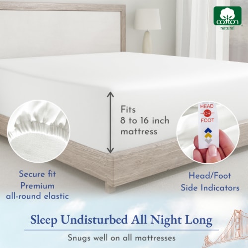 California Design Den - Deep Pocket Fitted Sheet Only, 400 Thread Count 100% Cotton - Full Perspective: bottom