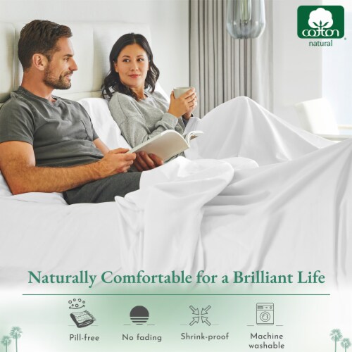 California Design Den Luxury Flat Sheet Only - 600 Thread Count, 100% Cotton Sateen - Queen Perspective: bottom